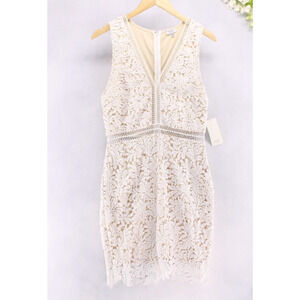 Tobi Women's White Lace Cutout Sleeveless Dress V-neck Above Knee Sz L NEW